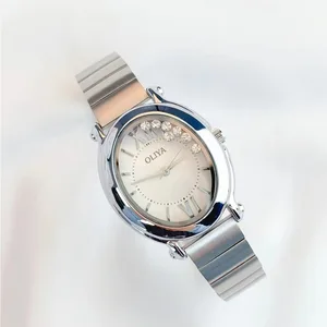 Women's Trendy Quartz Watch With Diamond inside Quartz Wristwatch Rhinestone Women Watches Wedding Decoration