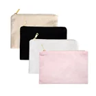 Wholesale Fabric Cotton Plain Canvas Cosmetic Zipper Pouch With Logo Printed