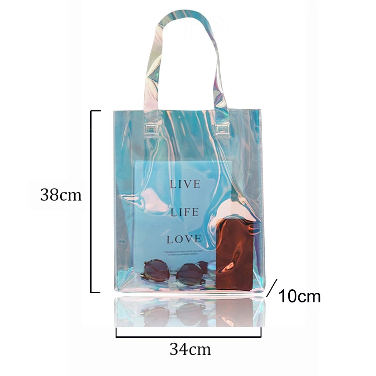 Buy Wholesale Taiwan Fashion Clear Iridescent Pvc Tote Bag, Clear