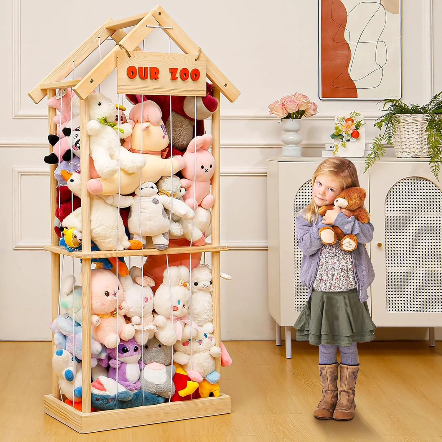 Organisateur à Peluches Avec Roulettes - Tour De Rangement Grande Capacité - 3 Ou 4 Niveaux - Design Transparent - Pour Chambre D'enfant - Dimensions Variables Selon Modèle