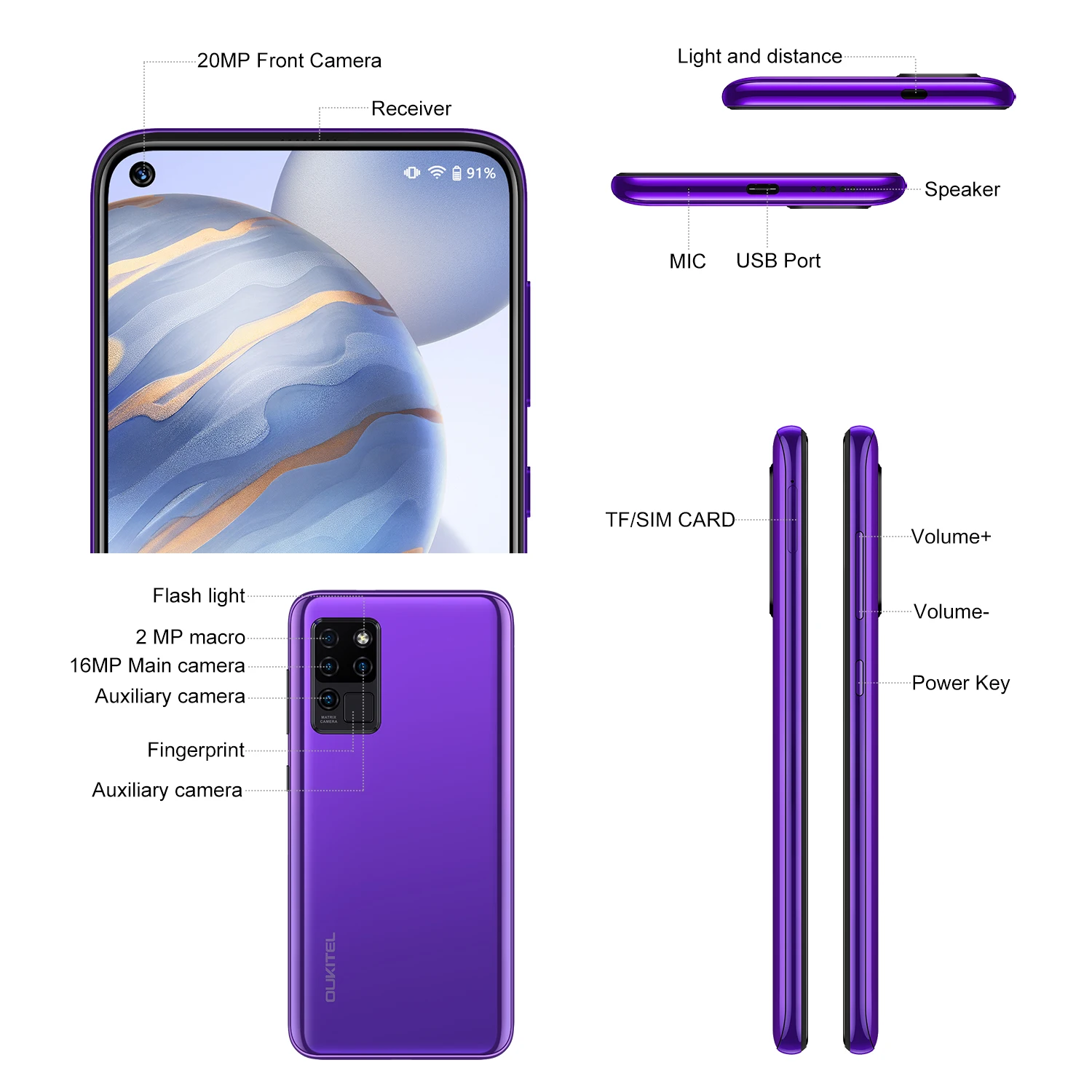 美品　SIMフリー　OUKITEL C21 64GB パープル 美品 SIMフリー OUKITEL C21 64GB パープル - メルカリ