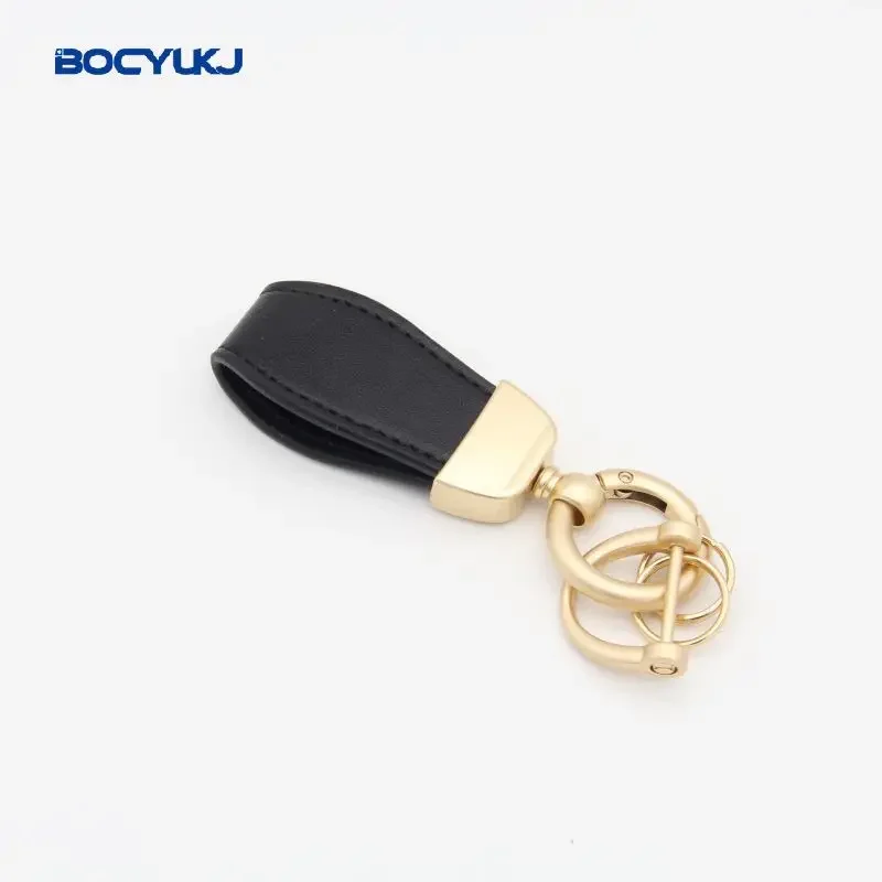 Leather Car KeyChain With Metal Logo for BMW Mercedes VW Audi MINI Hyundai KIA  MG Toyota Ferrari Key Ring Anti-lost Accessories