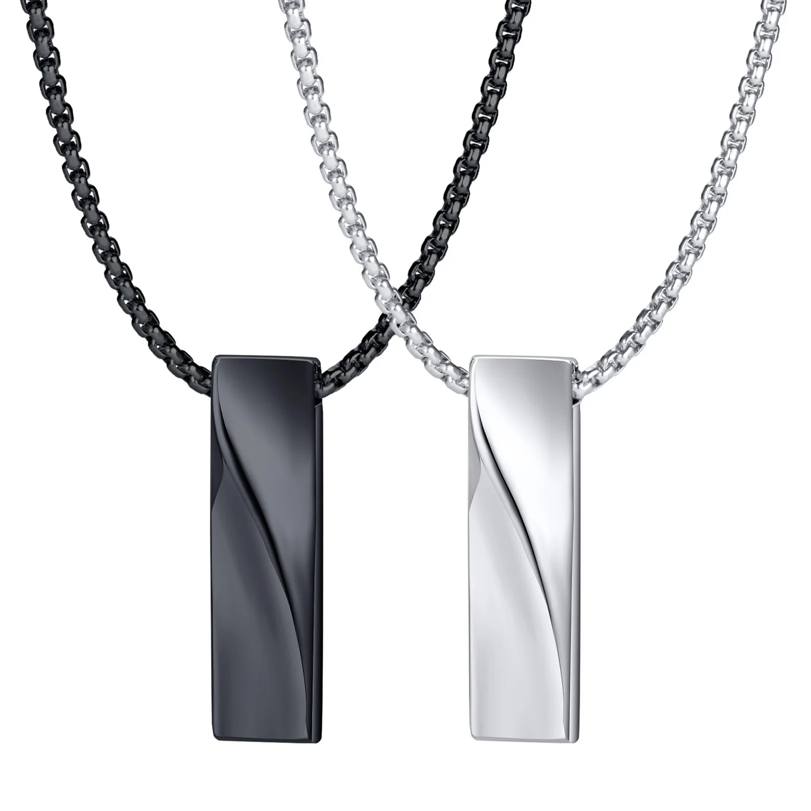 Wholesale Men's Stainless Steel Long Geometric Necklace with