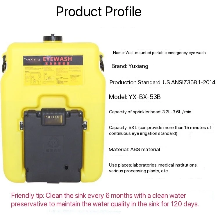 Portable Eyewash Station Industrial Safety Equipment with ABS Steel Factory-Supplied Canvas Upper Material Emergency Clearance