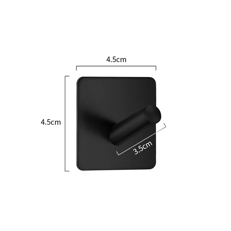 Black Double Sides Adhesive Wall Hook For Clothes Stainless Steel Towel