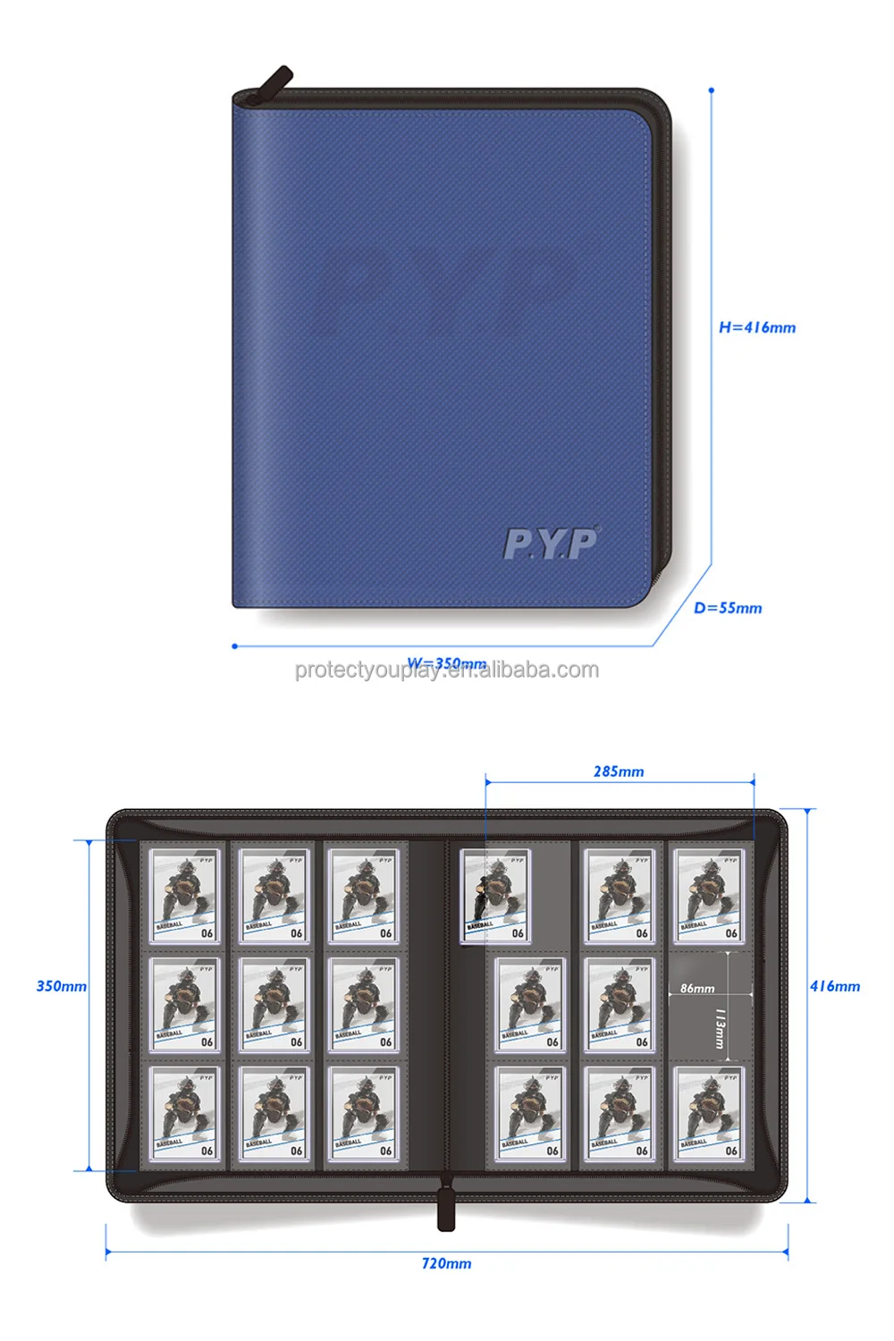Toploader Binders 4 / 9 Pockets Custom Toploader Binder Custom Logo PU Leather Trading Card TCG Top Loader Card Binder