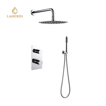 Dual Lever Wall Mounted Thermostatic Italian Shower Mixer Taps Set  With 8\\\\\\\" Brass Head