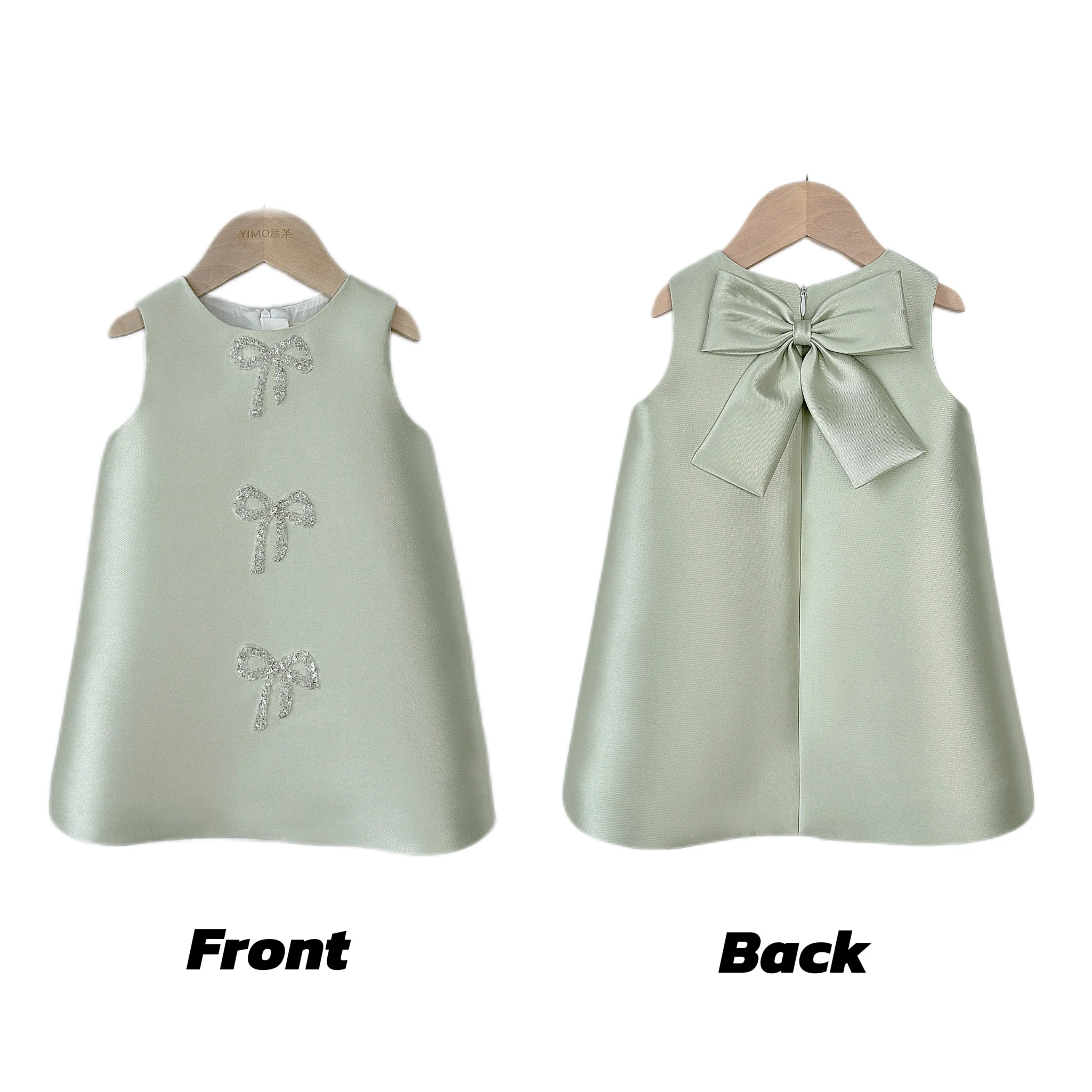 Simple A-Line Princess Dress for Girls O-Neck Knee-Length Pattern Sweet Summer Party Babies Kids Kids Dress Wholesale