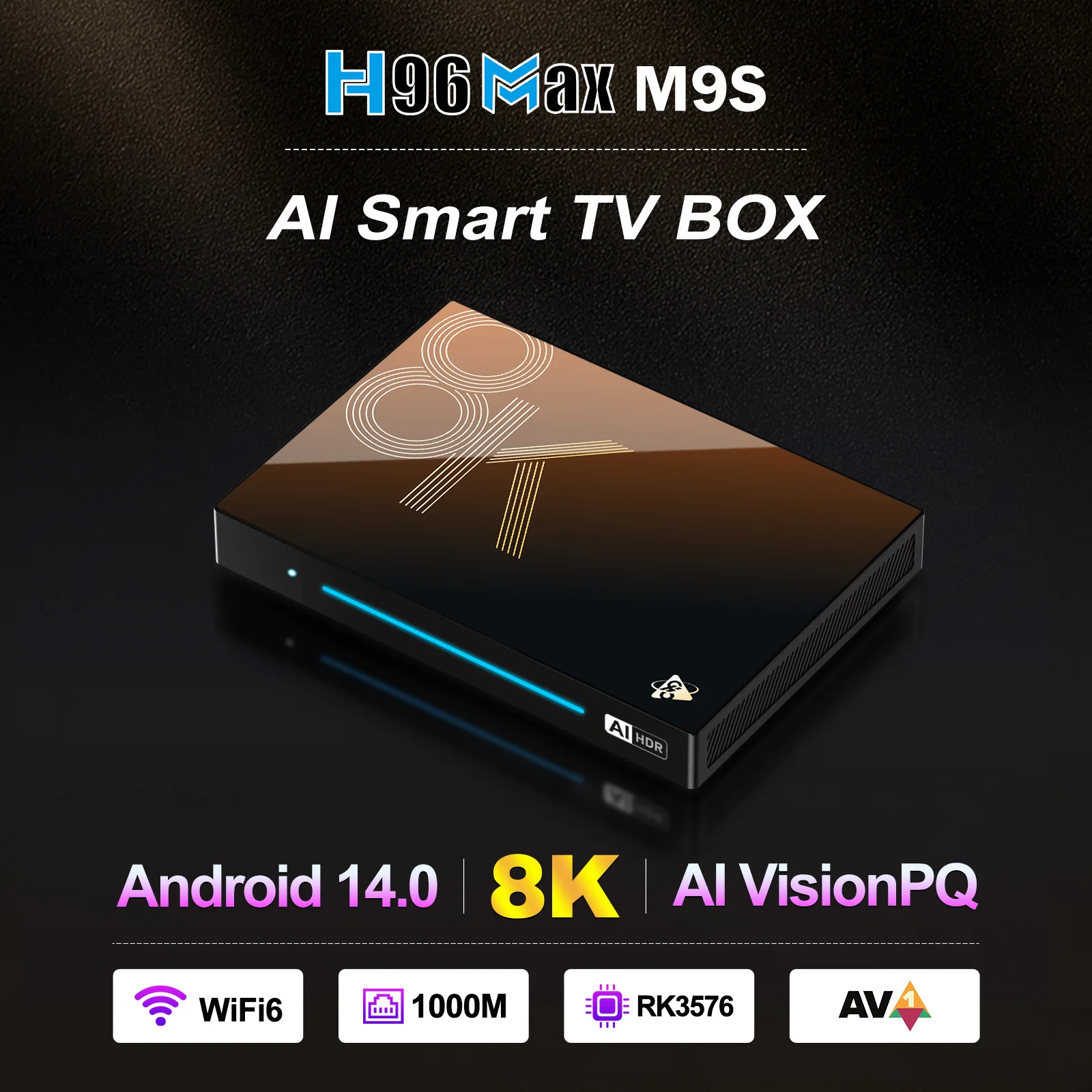 H96MAX M9S Android TV Box - 8GB RAM, 128GB ROM, 8K Support