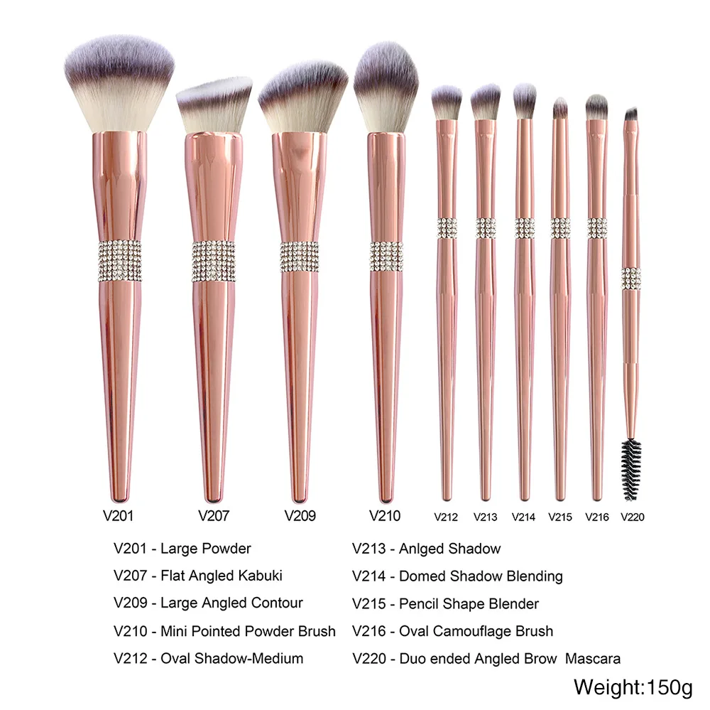 Wholesale Private 14 Piece Cosmetic Brushes Custom Label Vegan Cruelty