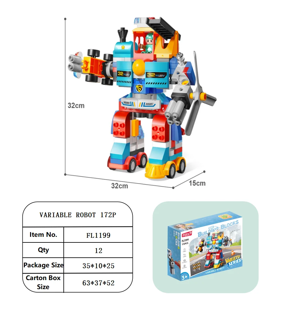 FEELO2024 Robot Building Blocks Set - Eco-Friendly Educational DIY