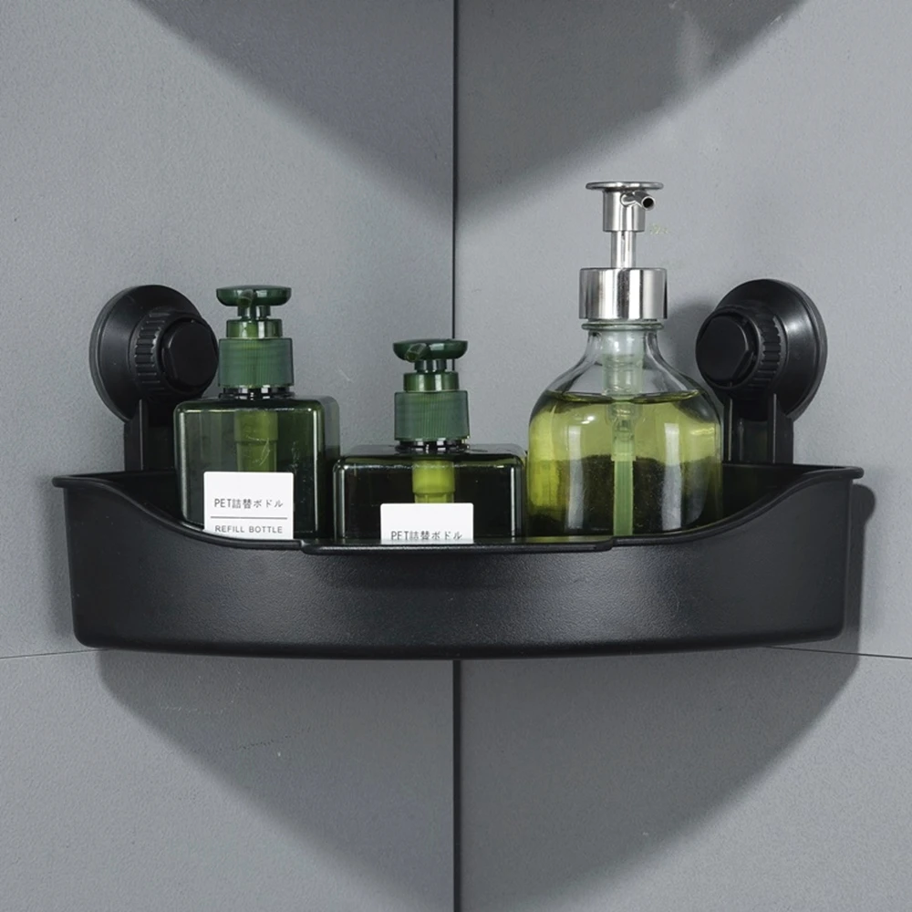 No Drilling Suction Cups Shampoo Bathroom Wall Mounted Storage Rack Holder Bathroom Vacuum Shower Caddy Corner Shelves
