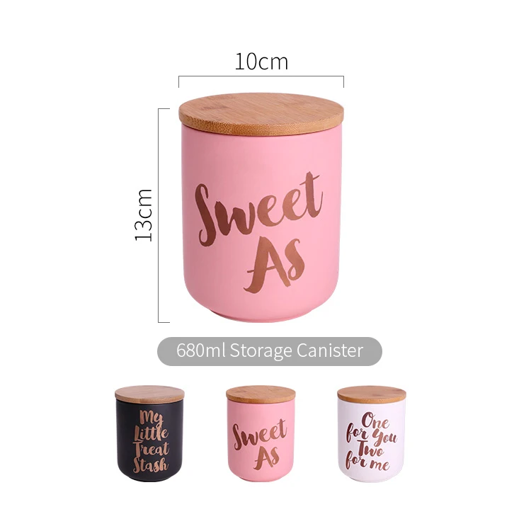 FENN customized matte kitchen canister airtight jar ceramic coffee canister sets with wooden bamboo lids for home and kitchen