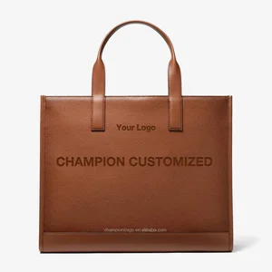 Custom Brown Pebble Leather Mens Large Business Laptop Tote Bag Shoulder Handbag Purse for Men