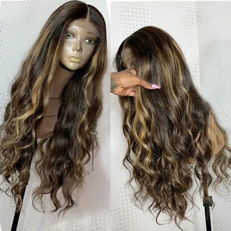 Ombre Highlight Brown Blonde Colored Human Hair Wigs Body Wave Lace Frontal  Wig Pre Plucked With Baby Hair - Buy Ombre Highlight Frontal Wig,Body Wave  Lace Frontal Wig,Brown Human Hair Product on