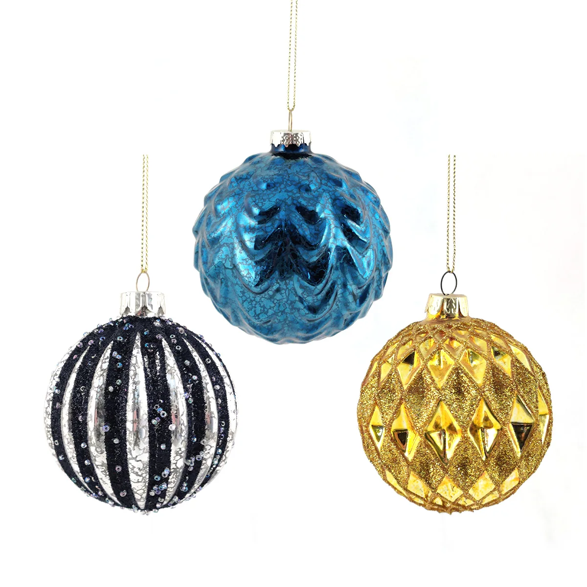 Custom personalised clear cut glass handmade hanging Christmas tree  ball ornament pendant set manufacture