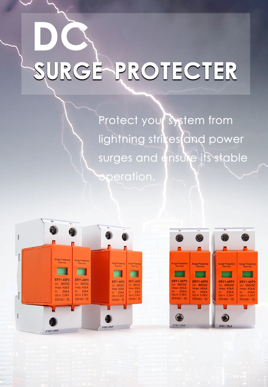 Wholesale 20ka~40ka 500v 600v 800v 1000v Spd Dc Surge Protector Solar ...