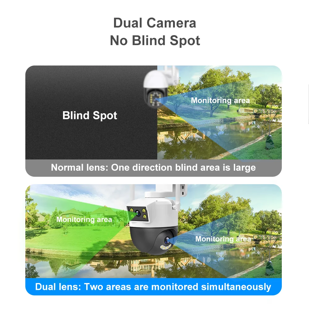 V380 Pro 1080P Dual Screen Dual Lens Zoom WiFi Camera Surveillance PTZ Home Security CCTV Camera Outdoor Mobile Detection