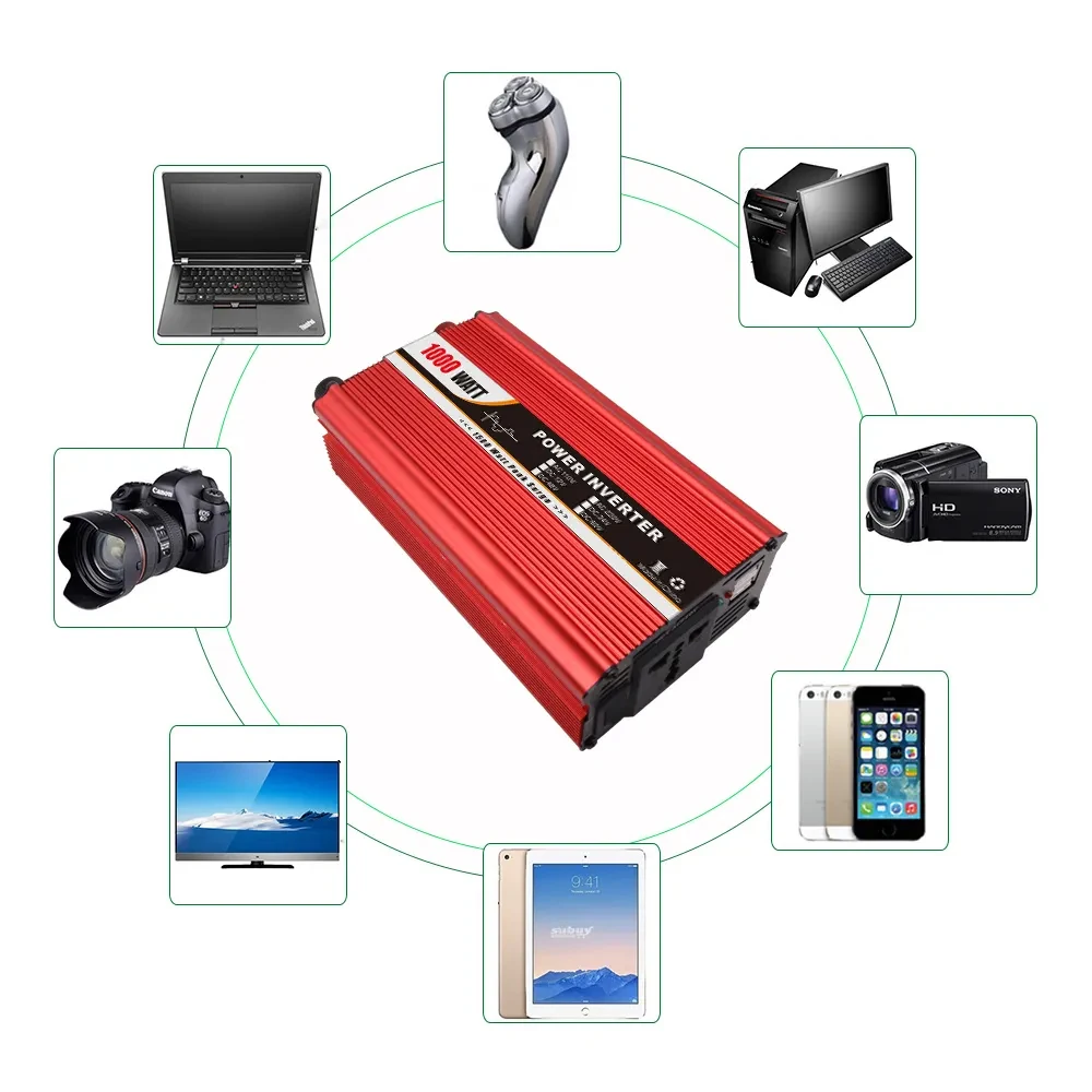 Mini Improved 2024 Latest Technology Inverter 12V 220V 1000W Automotive Power Inverter Charger Converter With Fan Wholesale