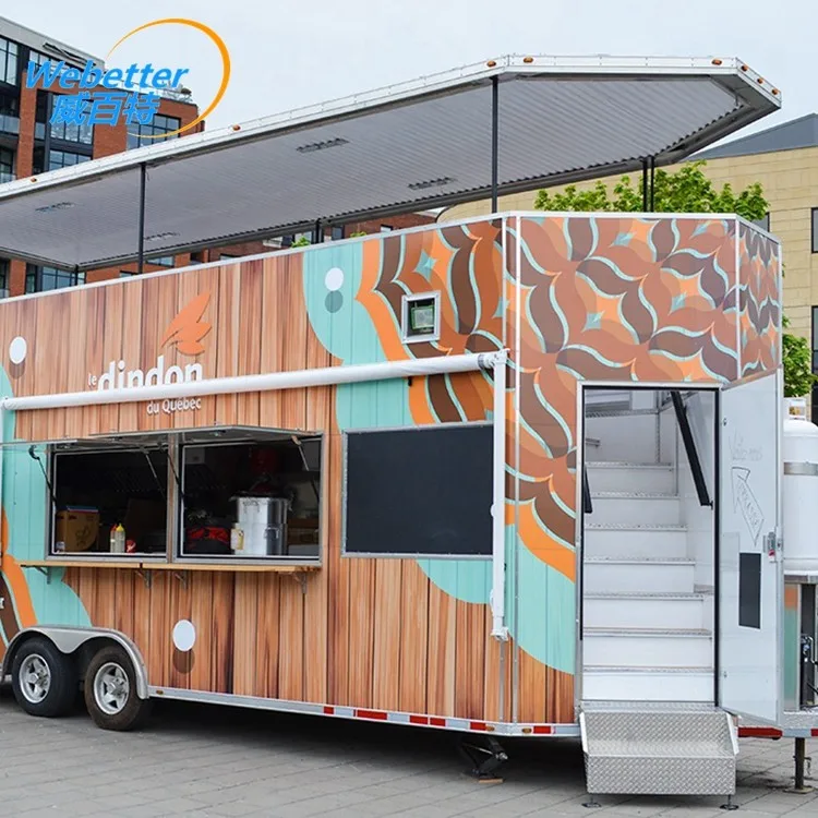 WEBETTER Aangepaste voedselkiosk mobiele cateringaanhangwagen twee verdiepingen tellende foodtruck te koop