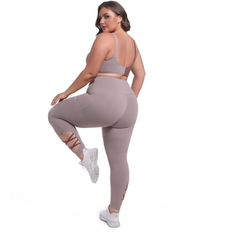 product womens plus size 2 piece tracksuit set with sports bra yoga fitness yoga pants  exercise sportswear gym clothes yoga conjuntos-57