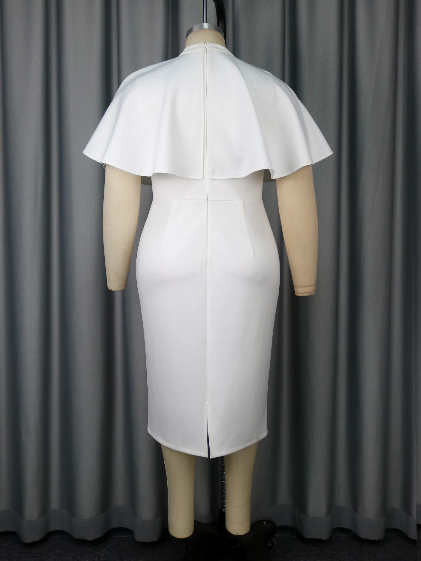 white cape bodycon dress Linden | White Bodycon Cape-Sleeve Midi Dress