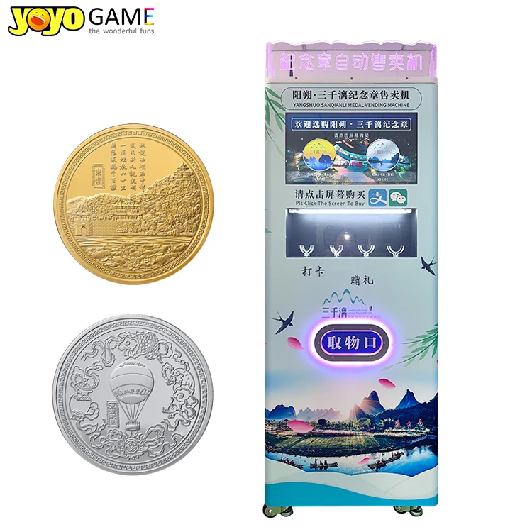 22 Inch Touchscreen Medal Vending Machine with 300-600 pcs Capacity and 150 W Power for Souvenir Coins
