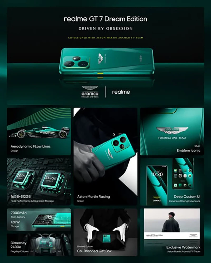 realme GT7 アストン　マーチン　スマートフォン 本体 24GB/1TB Smartphone 5G Realme GT7 Aston Martin F1 Limited Edtion 24GB