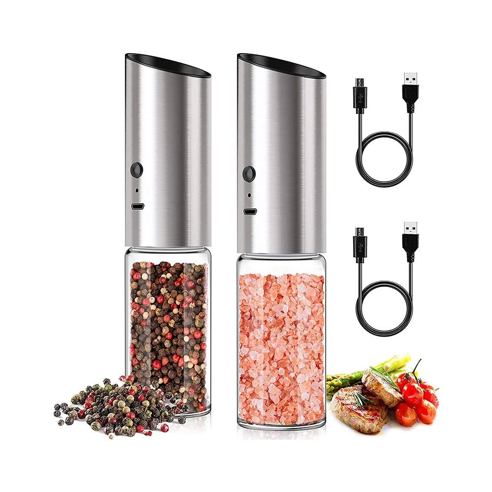 Electric Salt and Pepper Grinder Set Rechargeable - USB Type-C