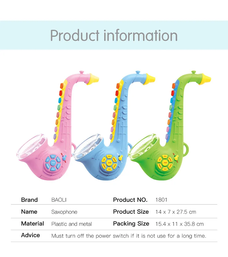 Spielzeug Saxophon Für Kinder - Simuliertes Musikinstrument Mit 8 Farbtasten