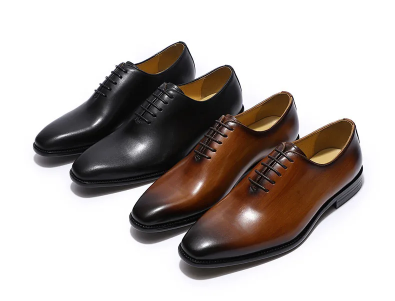 Genuine Leather Oxford Shoes For Men Handmade Dress Shoes With Anti-slip Rubber Sole Closed Toe Design For Office Weddings And Banquets