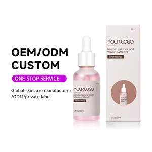 OEM ODM Facial Skin Care 5 in 1 Hyaluronic Acid Whitening Moisturizing Anti Aging Reducing Wrinkle Vitamin C E Niacinamide Serum
