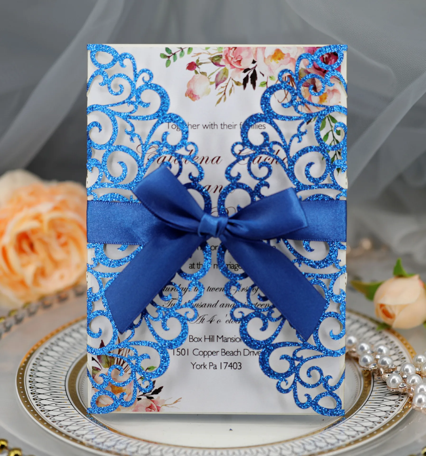 10pcs Royal Blue Envelop Custom Sunflower Design Wedding Invitation Paper  Cards Best Sell Cheap Marriage Invitations - AliExpress