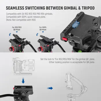 NEEWER 74" Video Tripod with Adjustable Damping Fluid Head, Metal Heavy Duty Dual-Mode QR Plate Compatible with DJI RS Gimbals detail image
