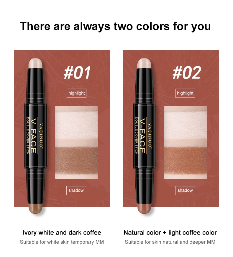 New High Quality 2 In 1 Double Head 3d Bronzer &highlight Contour Stick