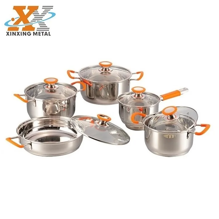 Cookware Sets Kitchenware Cooking Casserole Stockpot Silicon Handles Cookware Set Stainless Steel Cookware