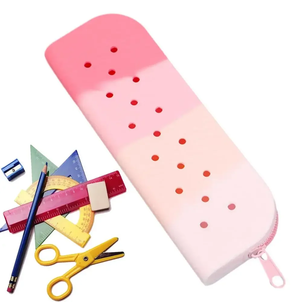 Kawaii Cute Custom Silicone Silicon Pencil Case Box Bag Pouch Zipper Small Large Size School Stationary Boy Girl Cartoon Pattern