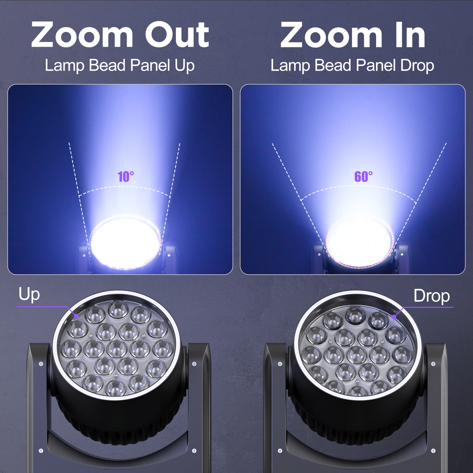 19X15W Focusing Light Wash Moving Head Light Effect DMX Control for DJ Disco Nightclub KTV Bar Theater Stage Lighting