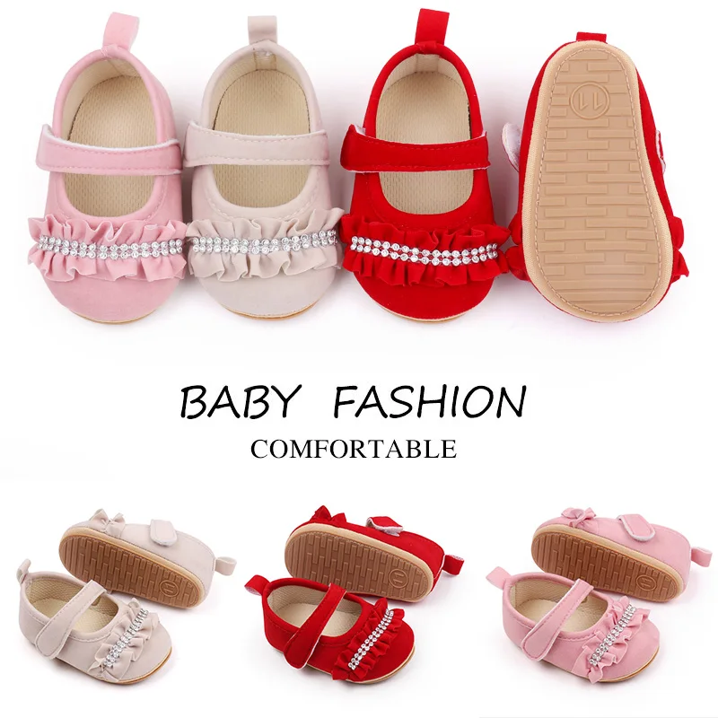 Rhinestone Design Soft TPR Outsole Prewalker Baby Girl Shoes Baby Walking Shoes for Girls factory