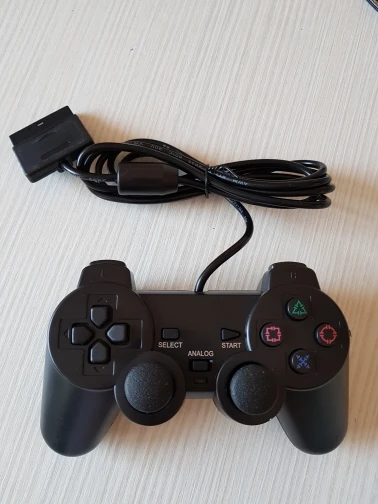 Black Wired Controller for PS2 Dual Vibration Joystick Gamepad