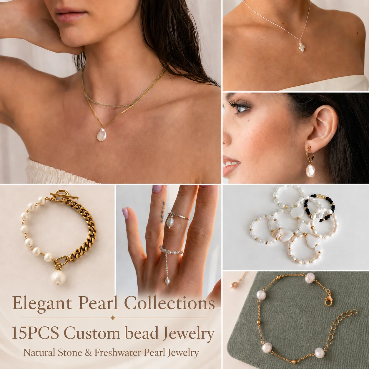 Custom Low MOQ Everyday Natural Stone  Freshwater Baroque Pearl  Mother of Pearl Shell Bead Necklace for Everyday Wear 5