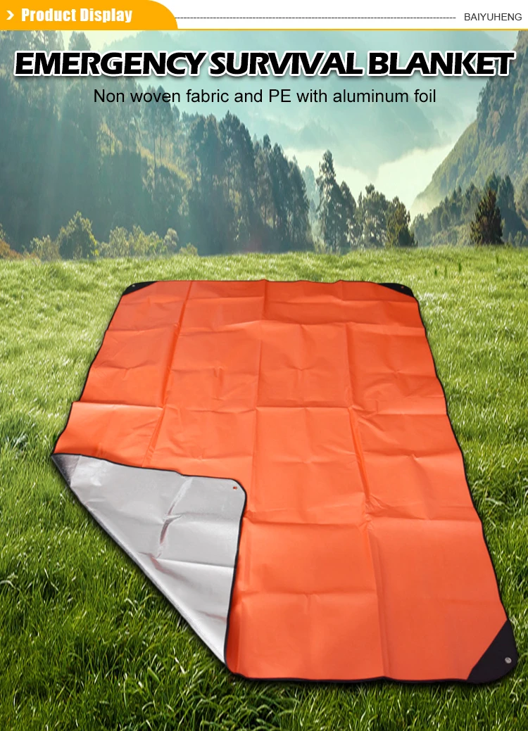 Baiyuheng Camping Survival Gear Outdoor Life Emergency Sleeping Bag Thermal Keep Warm Waterproof First Aid Emergency Blanket