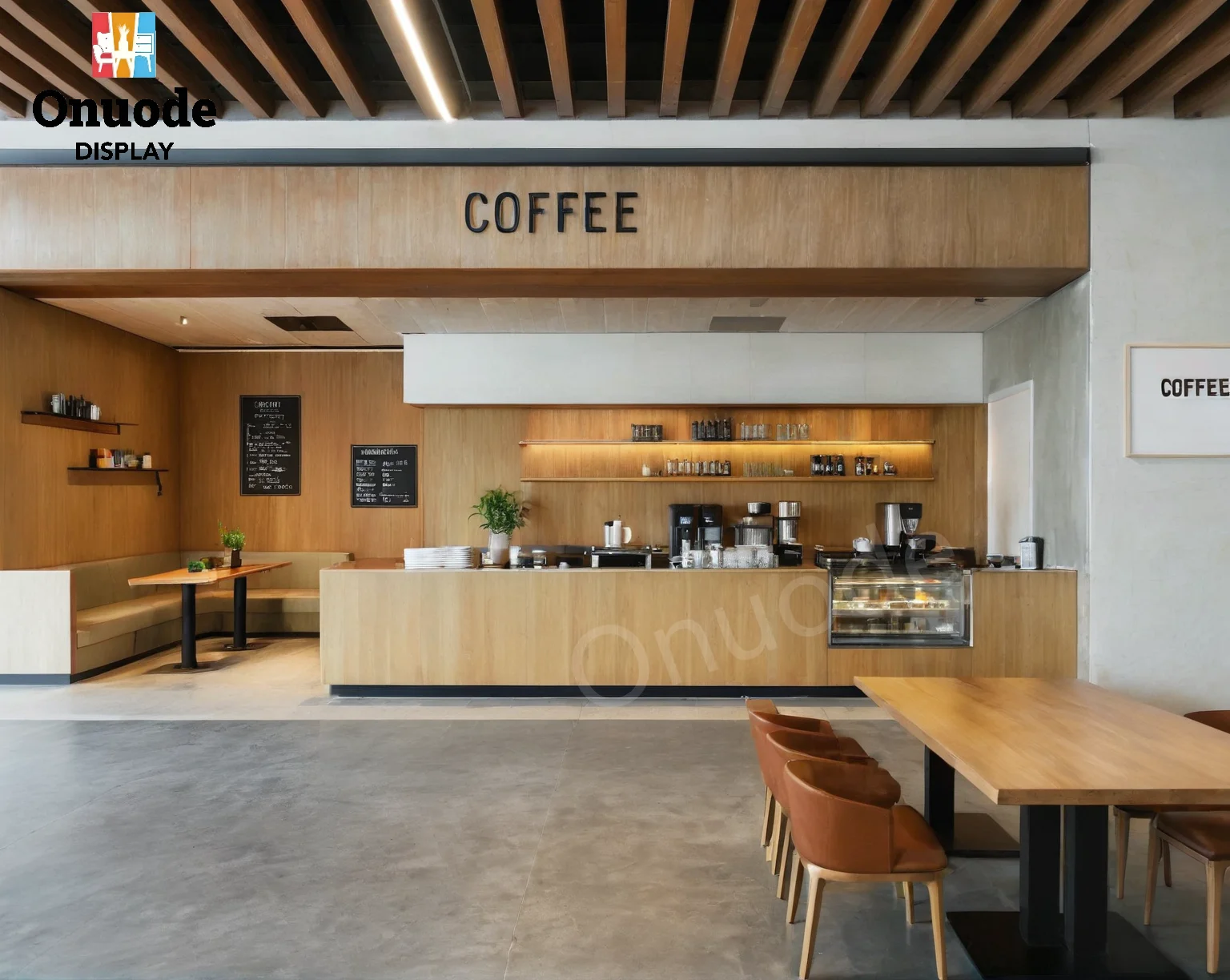 Modern Design Wooden Bakery Shop Furniture Coffee Shop Interior Design with Bubble Tea Counter Display Dessert Bar Showcase