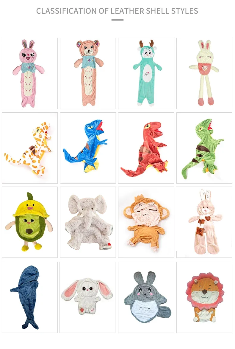 custom wholesale unstuffed plush animal skins, perfect for creating your own custom animal toys：various plushie skin