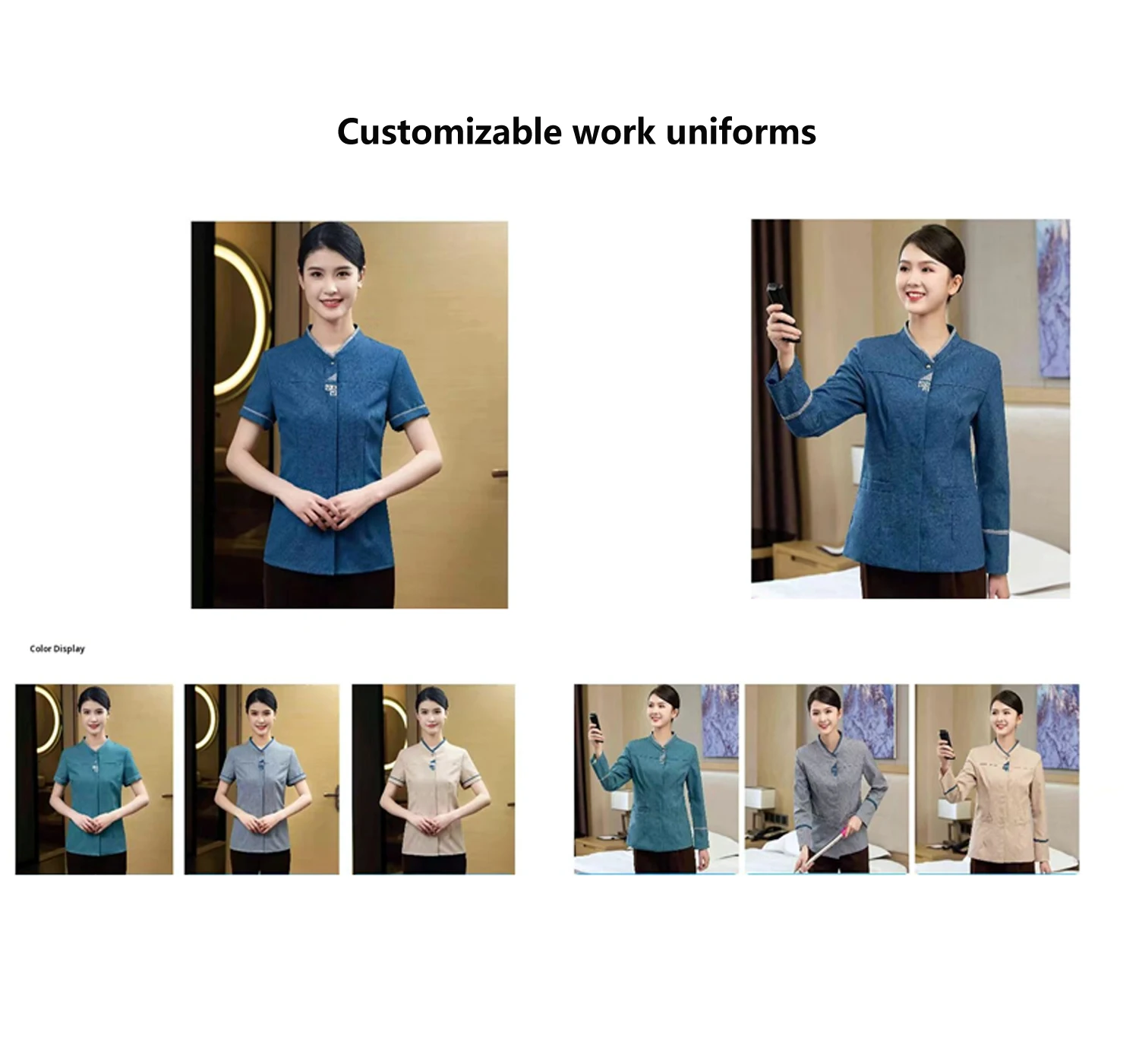 Custom Cleaning Work Clothes Women's Hotel Cining Room Unisex Professional Hotel Cleaning Staff Unif