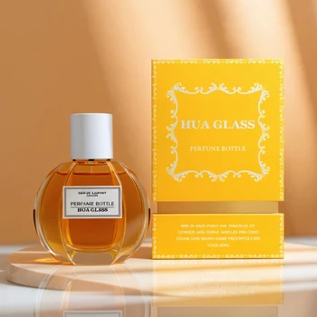 New Design Polyhedral Perfume Bottle Clear Empty White Plastic Cap 50ml 100ml Perfume Bottle with Gift Box