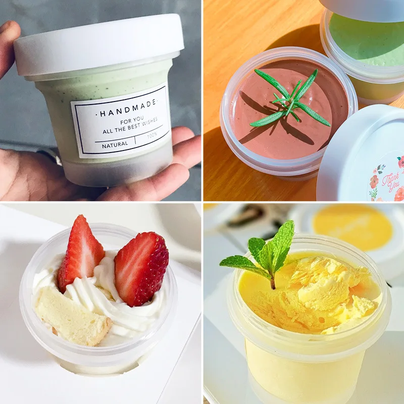 100ml Disposable Food Grade PP Plastic ice cream cup with lids yogurt pudding jelly mousse packaging box