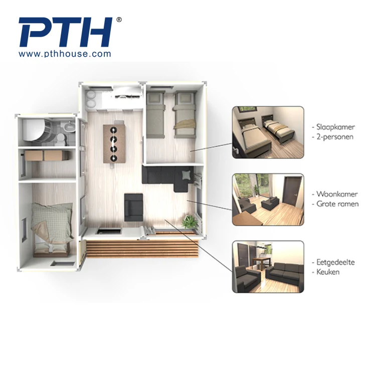 PTH Modular Prefab Villa House Luxury Detachable Anchored Tiny Homes Prefabricated Houses