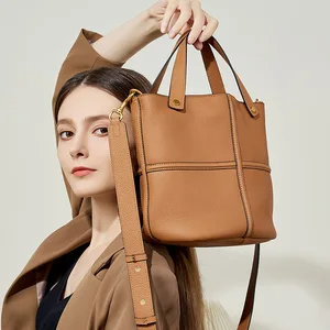 A-208 Elegant Single Shoulder Cross-Body Cowhide Bucket Bag Versatile New First-Layer Genuine Leather for Women for Work Early