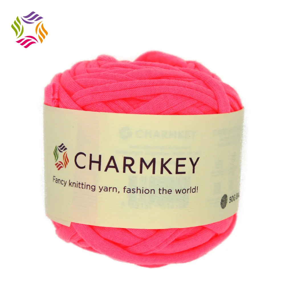 Хлопковая футболка Charmkey, тканевая пряжа для вязания крючком